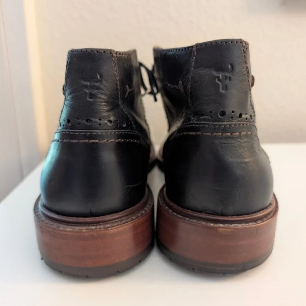 Trask Wingtip Chukka Boots Mens 9M‎ Black Perforated Leather Brogue 30-0312